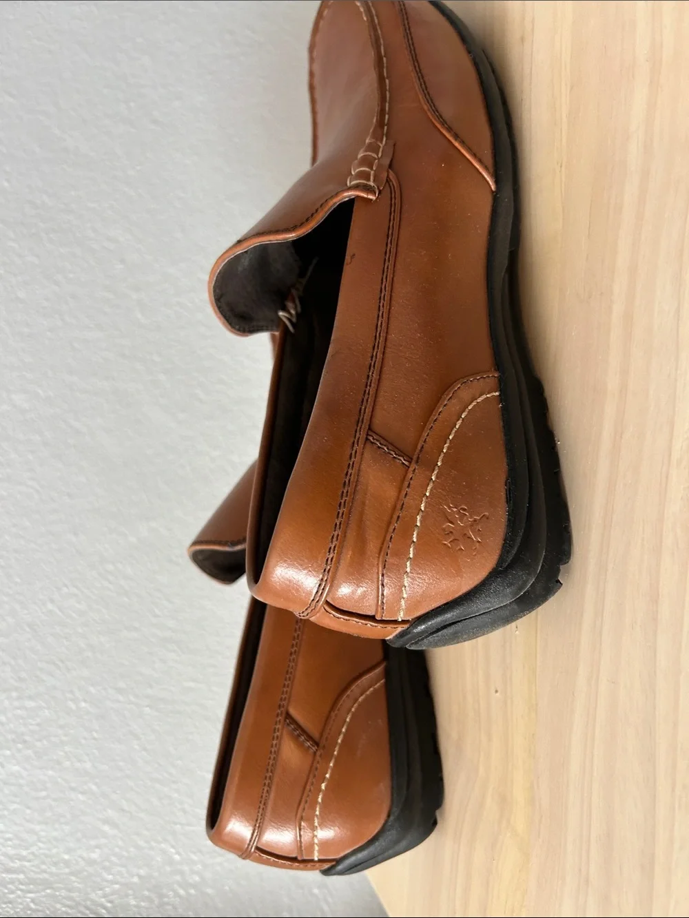 Stacy Adams Cognac Brown Leather Slip-On Loafers